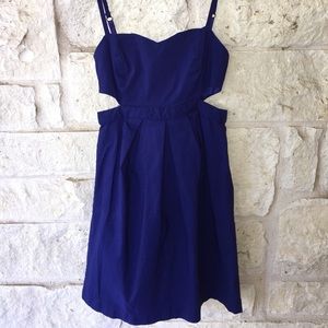 Blue Charolette Russe dress with side cutouts
